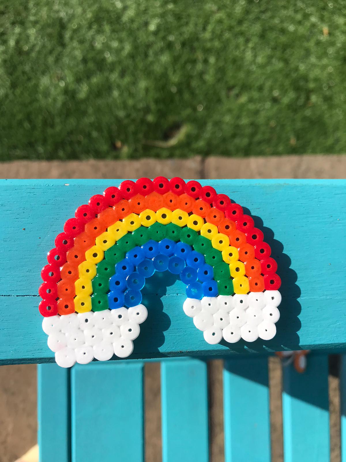 A rainbow made with beads