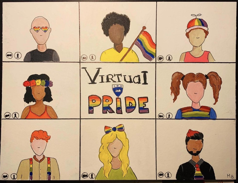 A drawing of QMU Virtual Pride