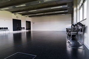 Large empty rehearsal studio in Queen Margaret University, Edinburgh