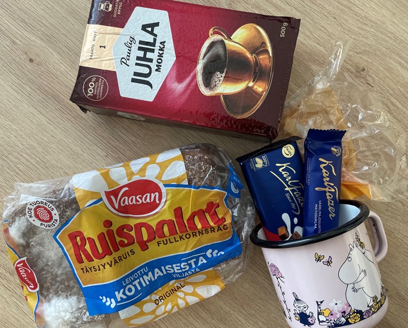 Finnish treats: bread, coffee Moonmins mug