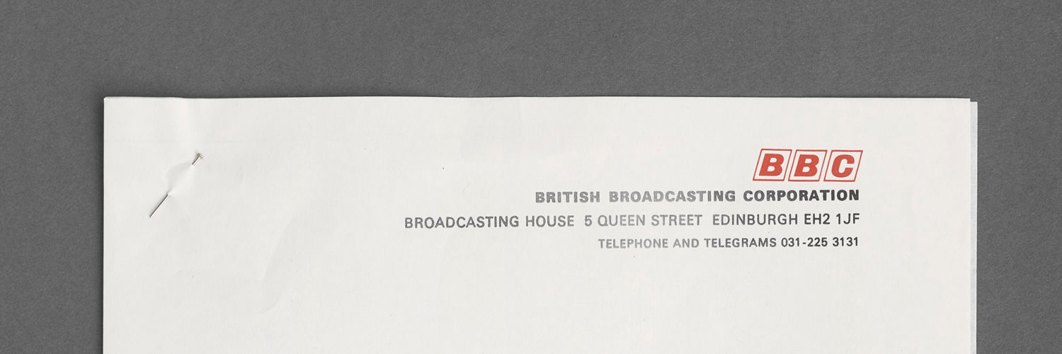 The branded header of a letter received from the British Broadcasting Corporation (BBC).