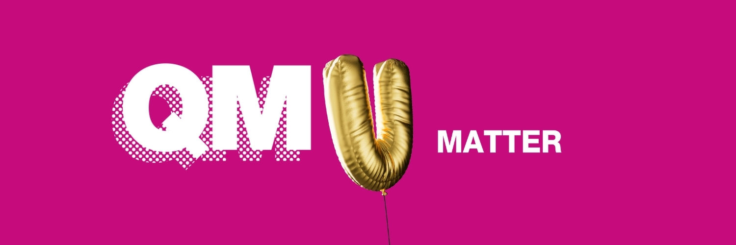 QMU Matter slogan with a letter u balloon 