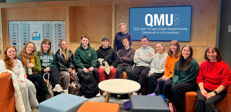 Stef Smith with the students performing in the play