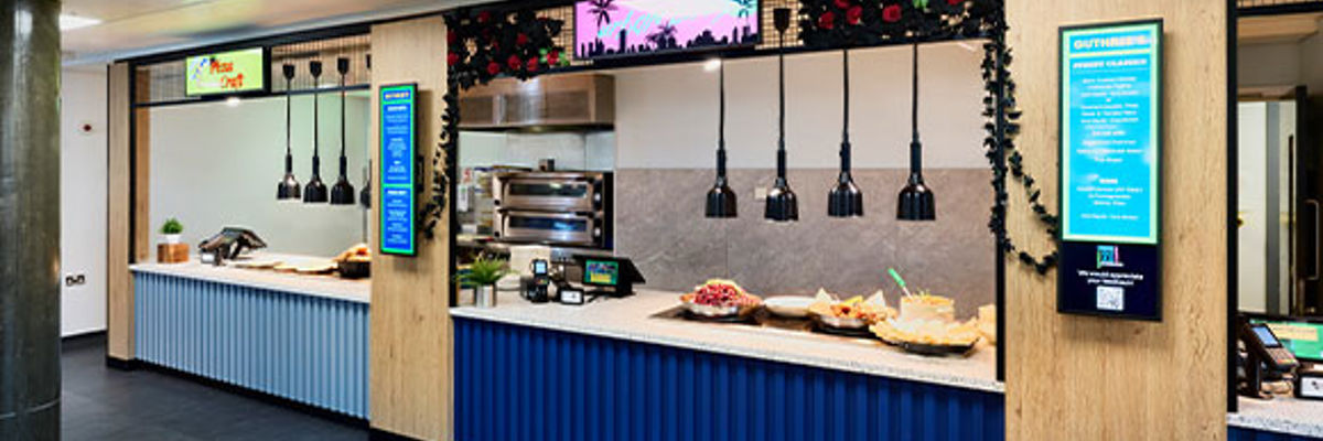 The individual service windows at Guthrie's restaurant in Queen Margaret University, Edinburgh.