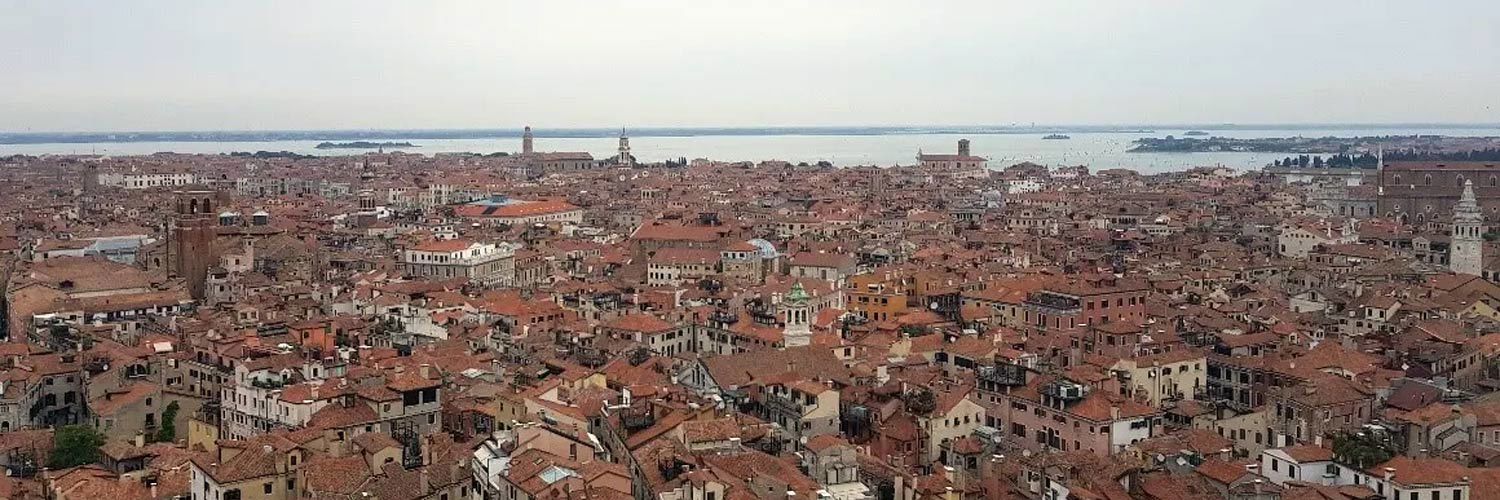 A top-down view of Venice, Italy