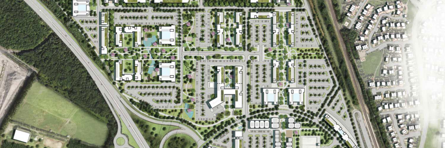 An aerial view of the proposed Innovation Park expansion of QMU campus, Edinburgh