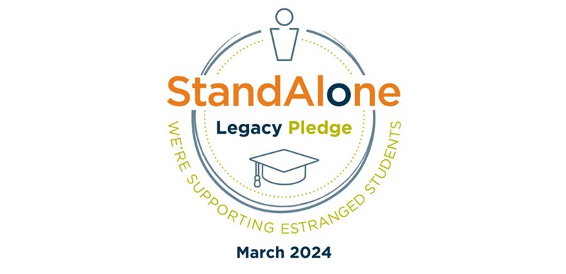 Logo: Stand Alone Legacy Pledge - We're supporting estranged students (March 2024)