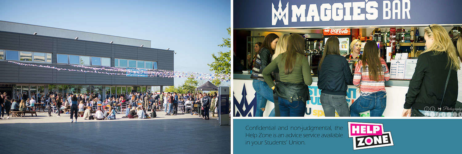 Students queuing up to order at Maggie's Bar, the QMU student union bar and cafe
