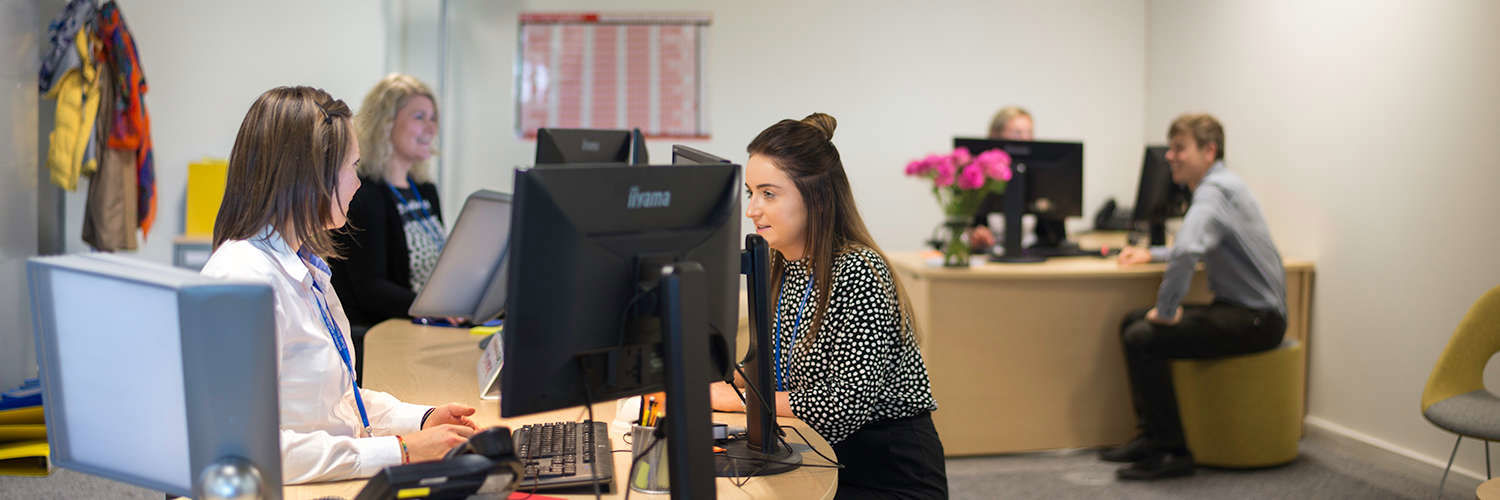 Queen Margaret University Staff working at their desks, Edinburgh