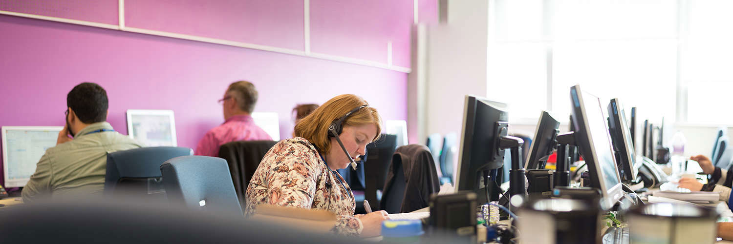 A friendly call centre operative at Queen Margaret University, Edinburgh