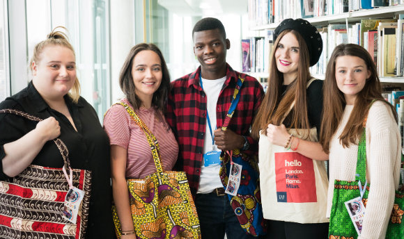 A group of cheerful students at Queen Margaret University, Edinburgh