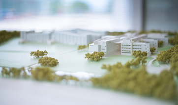 A miniature replica model of the Queen Margaret University Campus, Edinburgh