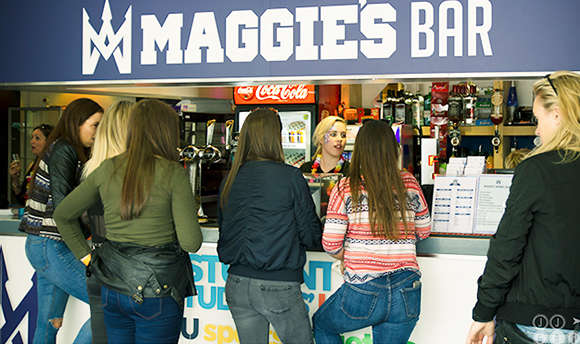 Students queuing up to order at Maggie's Bar, the QMU student union bar and cafe