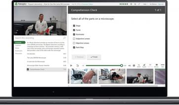 Screenshot showing a lesson on Panopto with a 'comprehension check' list