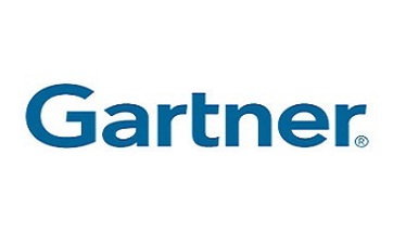 Gartner logo, a white background with the name Gartner in bold blue font