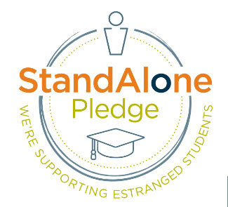 Stand Alone Pledge logo with the words 'we're supporting estranged students'