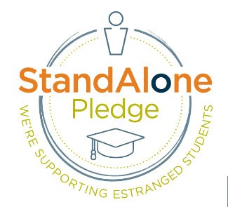 Stand Alone Pledge logo with the words 'we're supporting estranged students'