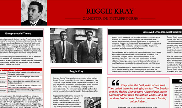 A clip of a student project about Reggie Kray of the infamous Kray twins
