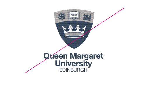 Graphic showing QMU logo proportions should not be changed