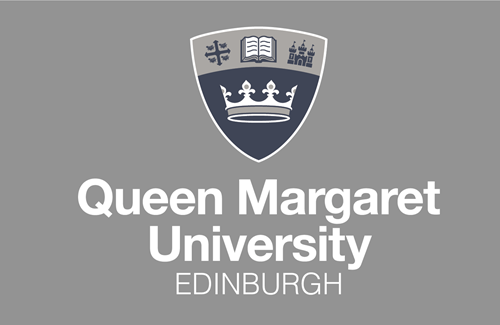 Queen Margaret University Edinburgh logo, a shield bearing an open book & a crown