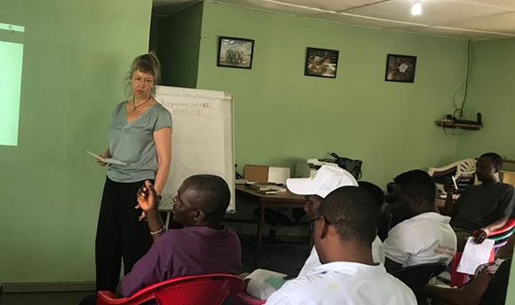 Dr Rebecca Horne leading conversation on community mental health in Sierra Leone