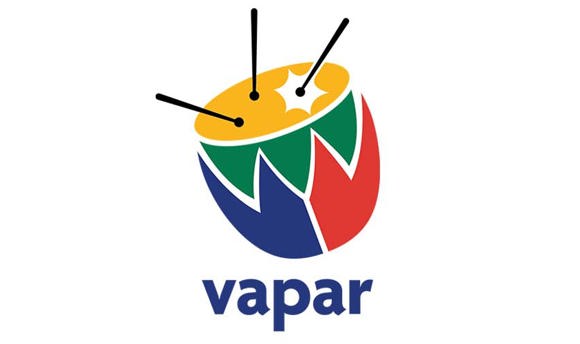 Vapar logo with a multicoloured drum