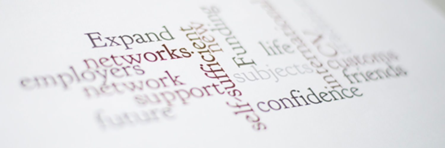 A focus panel word cloud featuring words like "expand, networks, confidence" etc.