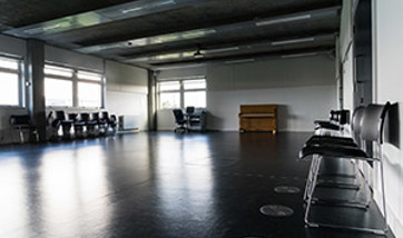 Large empty rehearsal studio in Queen Margaret University, Edinburgh