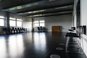 Large empty rehearsal studio in Queen Margaret University, Edinburgh