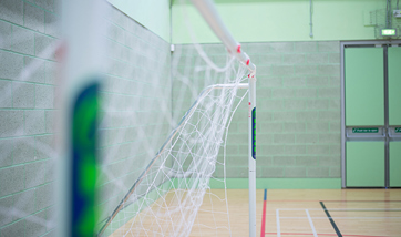Close up of the tennis net in the sports hall