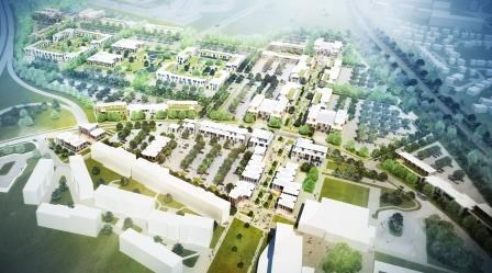 An areial view of the proposed Innovation Park expansion of QMU campus, Edinburgh