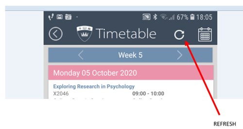 Screenshot showing Timetable refresh