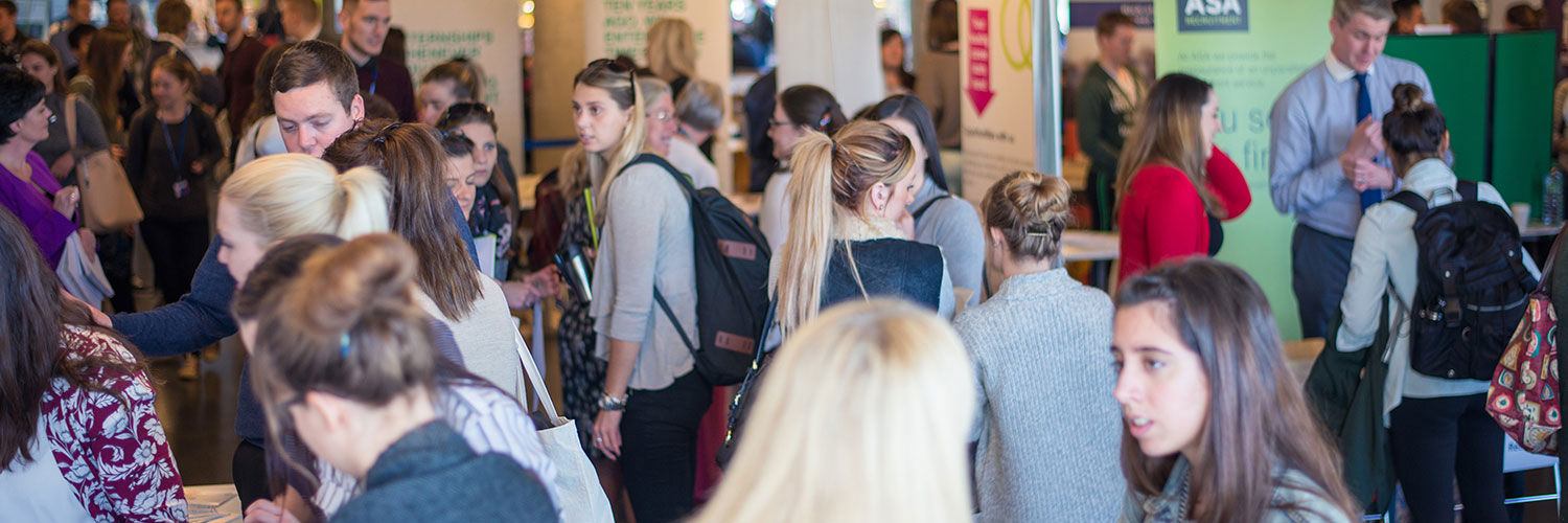A busy recruitment fair at Queen Margaret University