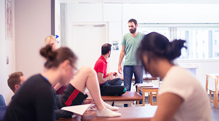 A physiotherapy class taking place