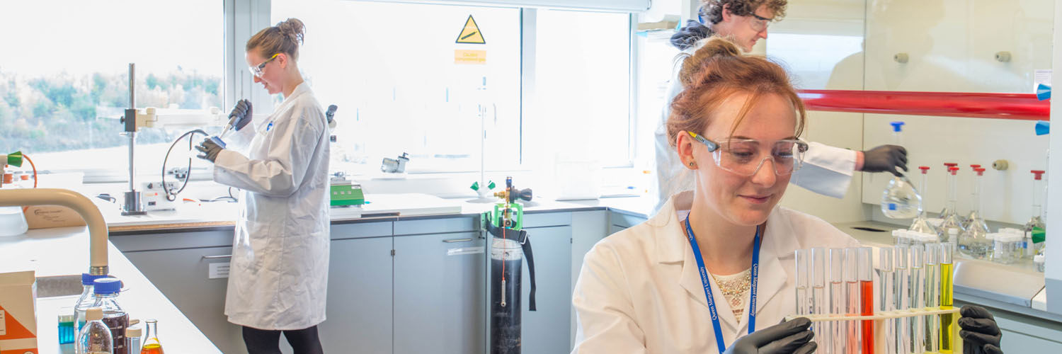 Queen Margaret University students in the lab