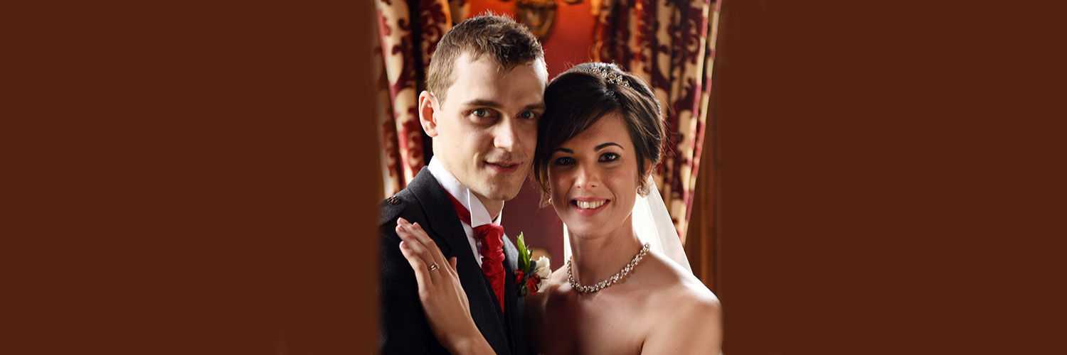 A happy couple on their wedding day