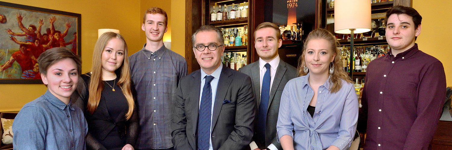 A group of QMU students in the Balmoral Hotel