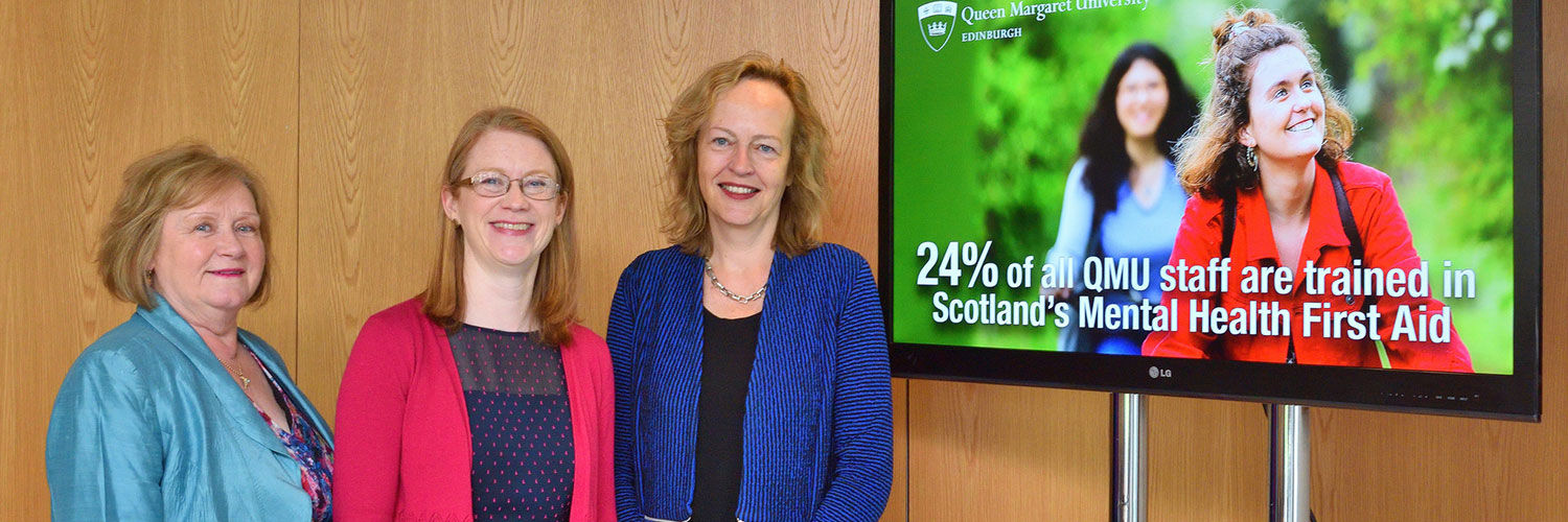 Petra Wend with ministers at Queen Margaret University, Edinburgh
