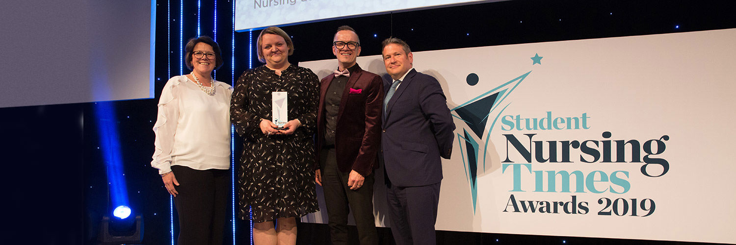 Brendan McCormack with recipients of Student Nursing Times Award