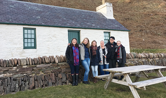 Six QMU students at a cottage maintained by The Landmark Trust