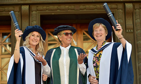 Prue Leith with QMU Honorary Graduates Alice Thomson and Ann Southwood