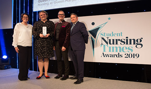 Brendan McCormack with recipients of Student Nursing Times Award