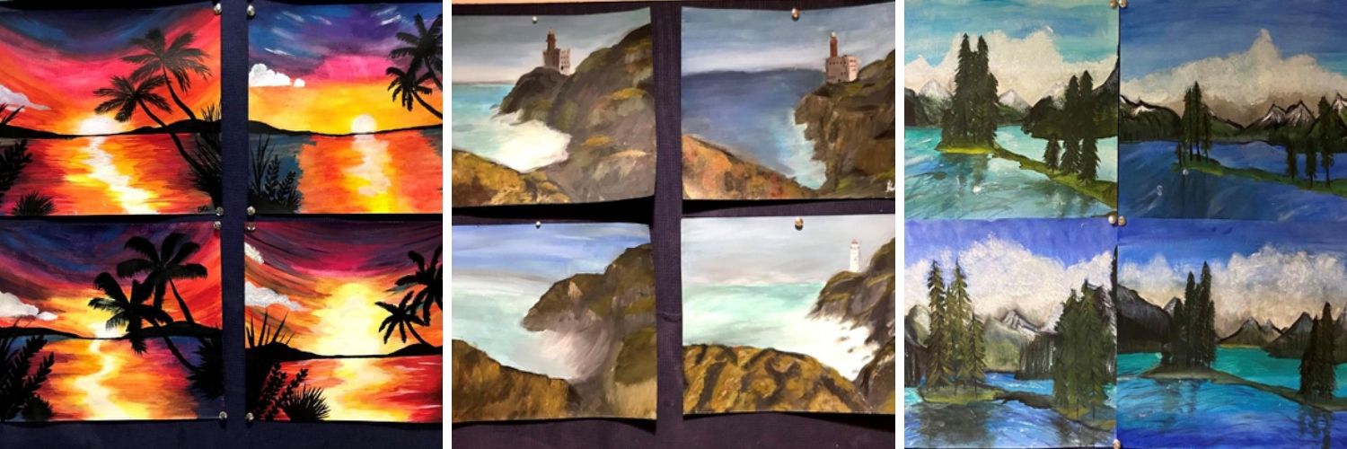 landscape paintings of the same scene by different people
