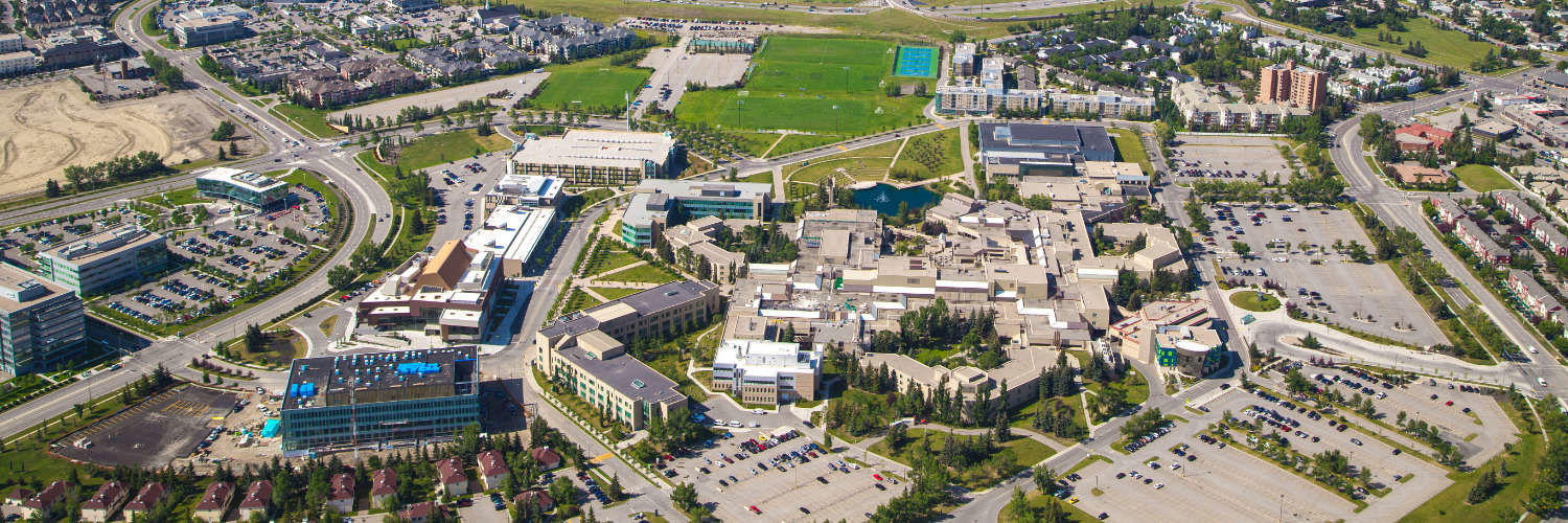Aerial view of Mount Royal University, Calgary, Canada