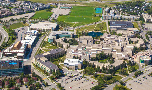 Aerial view of Mount Royal University, Calgary, Canada