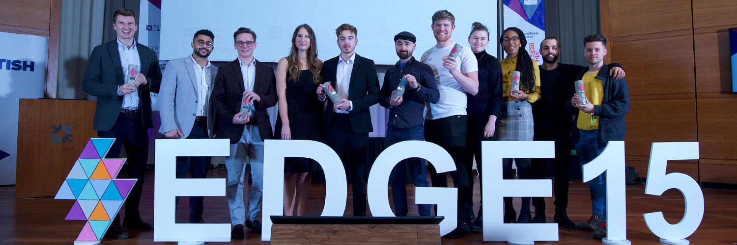 Graduates posing with their awards at the Scottish Edge awards 2015