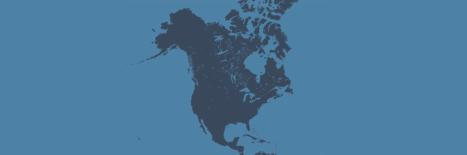 Grey map of North America