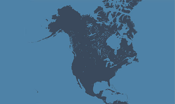 Grey map of North America