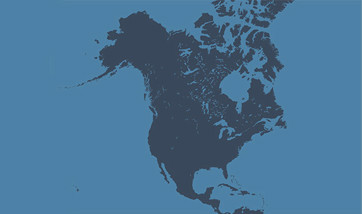 Grey map of North America