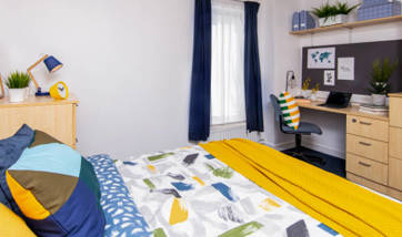 A clean, tidy double room on the QMU campus